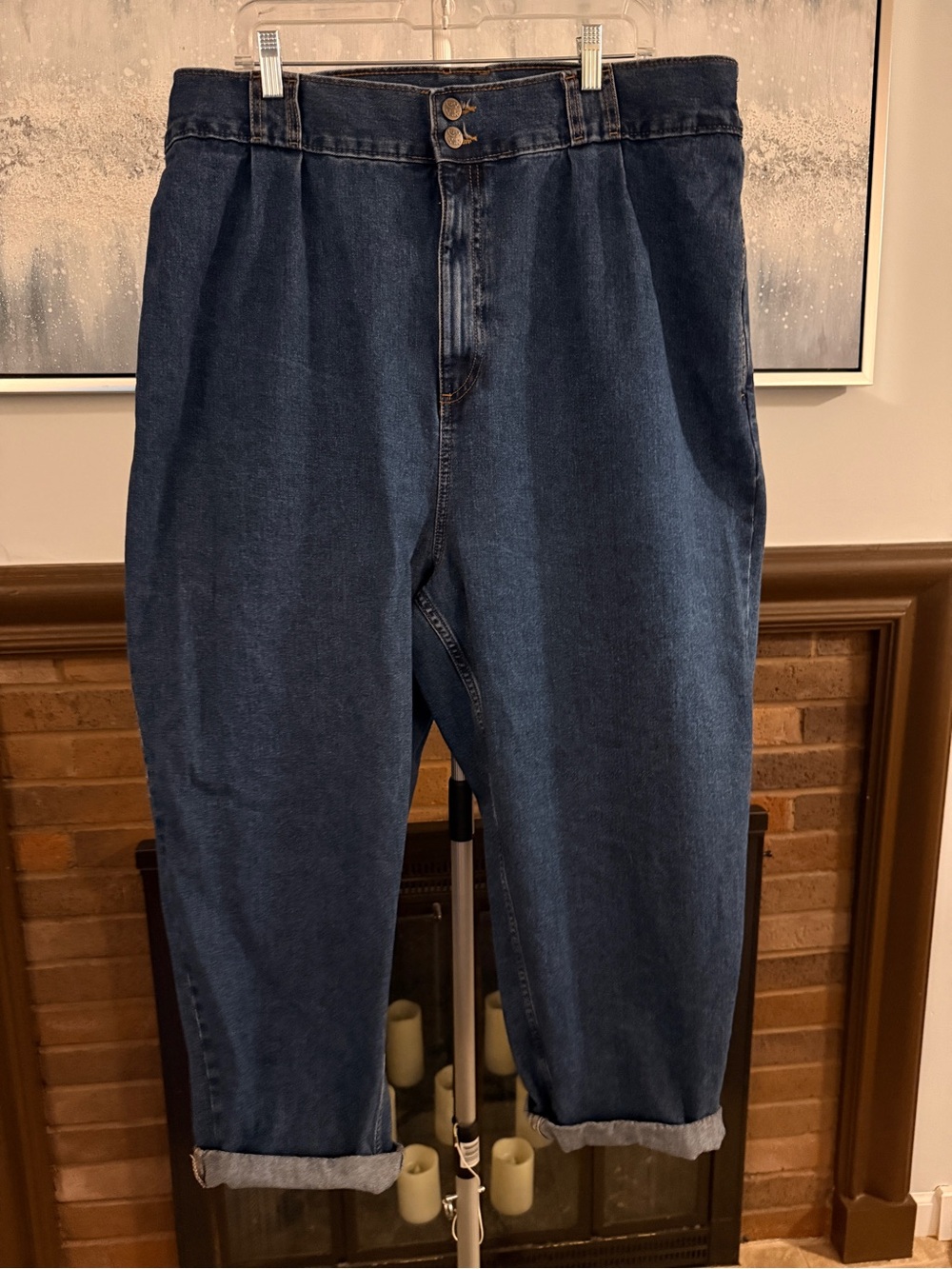 Lucy & Yak Dark Blue High-Waist Tapered Jeans